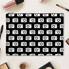 Modern Chic Vector Camera Illustration Pattern Cosmetic Bag (xl)