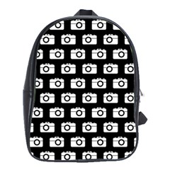 Modern Chic Vector Camera Illustration Pattern School Bags(large)  by GardenOfOphir