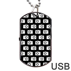 Modern Chic Vector Camera Illustration Pattern Dog Tag Usb Flash (two Sides)  by GardenOfOphir