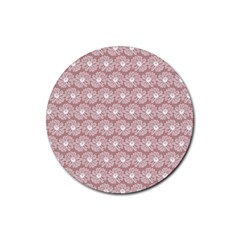 Gerbera Daisy Vector Tile Pattern Rubber Round Coaster (4 Pack) 