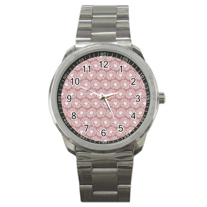 Gerbera Daisy Vector Tile Pattern Sport Metal Watches