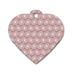 Gerbera Daisy Vector Tile Pattern Dog Tag Heart (one Side) by GardenOfOphir