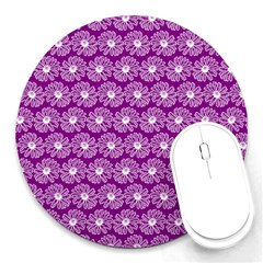 Gerbera Daisy Vector Tile Pattern Round Mousepads by GardenOfOphir