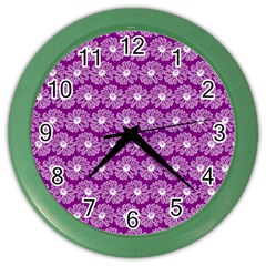 Gerbera Daisy Vector Tile Pattern Color Wall Clocks