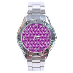 Gerbera Daisy Vector Tile Pattern Stainless Steel Men s Watch by GardenOfOphir