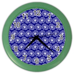 Gerbera Daisy Vector Tile Pattern Color Wall Clocks by GardenOfOphir