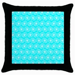 Gerbera Daisy Vector Tile Pattern Throw Pillow Cases (black)