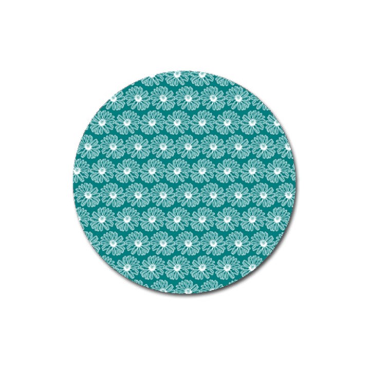 Gerbera Daisy Vector Tile Pattern Magnet 3  (Round)