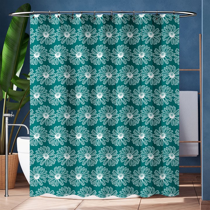 Gerbera Daisy Vector Tile Pattern Shower Curtain 60  x 72  (Medium) 