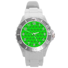 Gerbera Daisy Vector Tile Pattern Round Plastic Sport Watch (l) by GardenOfOphir