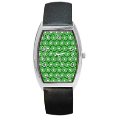 Gerbera Daisy Vector Tile Pattern Barrel Metal Watches by GardenOfOphir