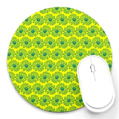 Gerbera Daisy Vector Tile Pattern Round Mousepads by GardenOfOphir