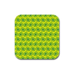 Gerbera Daisy Vector Tile Pattern Rubber Square Coaster (4 Pack)  by GardenOfOphir