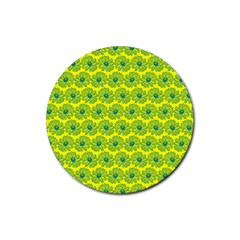 Gerbera Daisy Vector Tile Pattern Rubber Coaster (round)  by GardenOfOphir