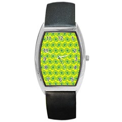 Gerbera Daisy Vector Tile Pattern Barrel Metal Watches by GardenOfOphir