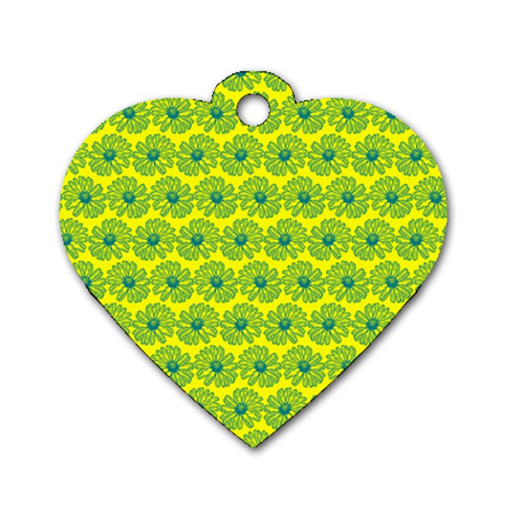 Gerbera Daisy Vector Tile Pattern Dog Tag Heart (Two Sides)