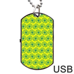 Gerbera Daisy Vector Tile Pattern Dog Tag Usb Flash (two Sides)  by GardenOfOphir