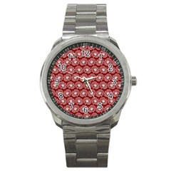 Gerbera Daisy Vector Tile Pattern Sport Metal Watches by GardenOfOphir