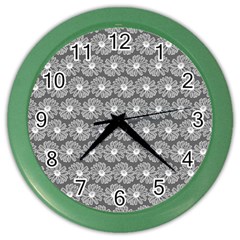 Gerbera Daisy Vector Tile Pattern Color Wall Clocks by GardenOfOphir