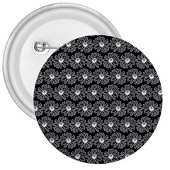 Black And White Gerbera Daisy Vector Tile Pattern 3  Buttons by GardenOfOphir