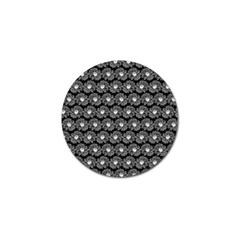 Black And White Gerbera Daisy Vector Tile Pattern Golf Ball Marker (10 Pack) by GardenOfOphir