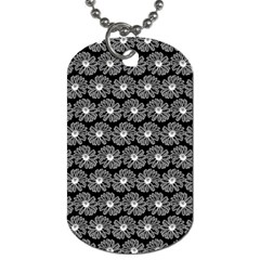 Black And White Gerbera Daisy Vector Tile Pattern Dog Tag (two Sides) by GardenOfOphir