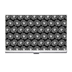 Black And White Gerbera Daisy Vector Tile Pattern Business Card Holders by GardenOfOphir