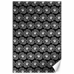 Black And White Gerbera Daisy Vector Tile Pattern Canvas 12  X 18   by GardenOfOphir