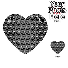 Black And White Gerbera Daisy Vector Tile Pattern Playing Cards 54 (heart)  by GardenOfOphir