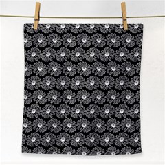 Black And White Gerbera Daisy Vector Tile Pattern Face Towel by GardenOfOphir