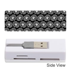 Black And White Gerbera Daisy Vector Tile Pattern Memory Card Reader (stick)  by GardenOfOphir