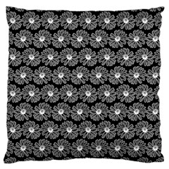 Black And White Gerbera Daisy Vector Tile Pattern Large Cushion Cases (two Sides)  by GardenOfOphir