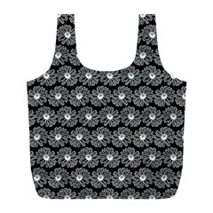 Black And White Gerbera Daisy Vector Tile Pattern Full Print Recycle Bags (l)  by GardenOfOphir