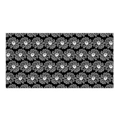 Black And White Gerbera Daisy Vector Tile Pattern Satin Shawl by GardenOfOphir