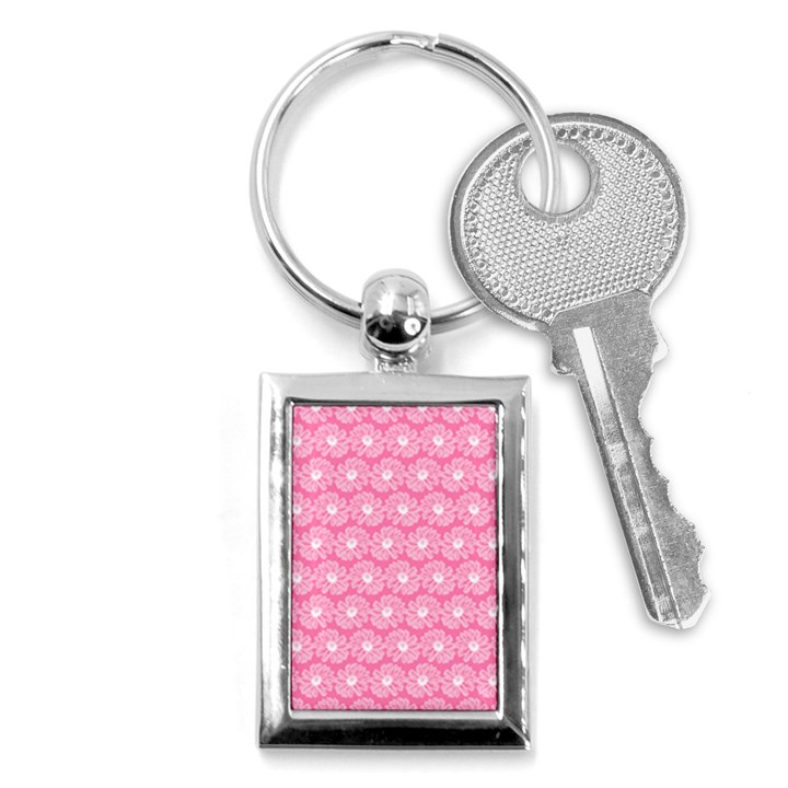 Pink Gerbera Daisy Vector Tile Pattern Key Chains (Rectangle) 