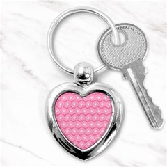 Pink Gerbera Daisy Vector Tile Pattern Key Chains (heart)  by GardenOfOphir