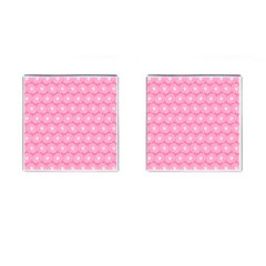 Pink Gerbera Daisy Vector Tile Pattern Cufflinks (square) by GardenOfOphir