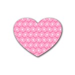 Pink Gerbera Daisy Vector Tile Pattern Rubber Coaster (Heart)  Front