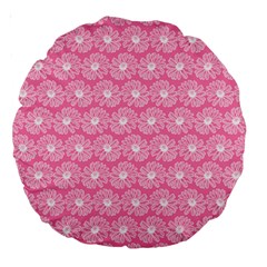 Pink Gerbera Daisy Vector Tile Pattern Large 18  Premium Round Cushions by GardenOfOphir