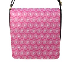 Pink Gerbera Daisy Vector Tile Pattern Flap Messenger Bag (l)  by GardenOfOphir