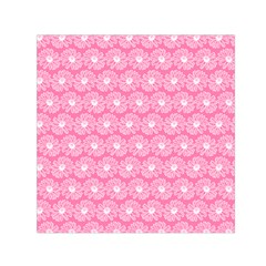 Pink Gerbera Daisy Vector Tile Pattern Small Satin Scarf (square)  by GardenOfOphir