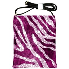 Purple Zebra Print Bling Pattern  Shoulder Sling Bags by OCDesignss