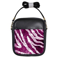 Purple Zebra Print Bling Pattern  Girls Sling Bags by OCDesignss