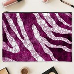 Purple Zebra Print Bling Pattern  Cosmetic Bag (XXXL)  Front