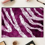 Purple Zebra Print Bling Pattern  Cosmetic Bag (XXXL)  Back