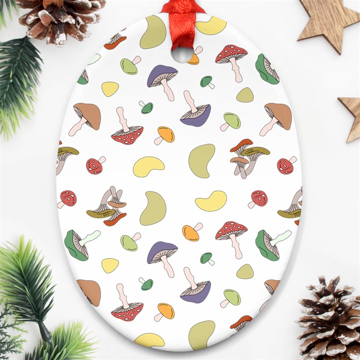 Mushrooms Pattern Ornament (Oval) 