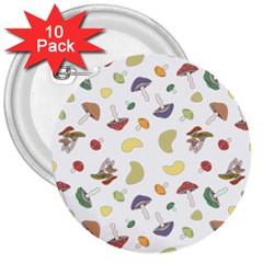 Mushrooms Pattern 3  Buttons (10 Pack)  by Famous