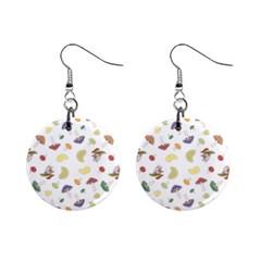 Mushrooms Pattern Mini Button Earrings