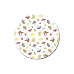 Mushrooms Pattern Magnet 3  (round) by Famous