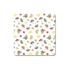 Mushrooms Pattern Square Magnet by Famous